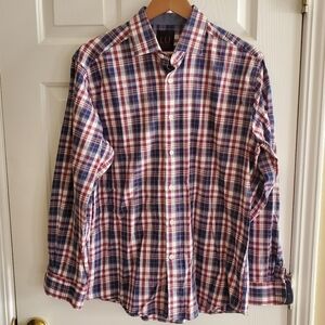 Linea Uomo Stretch plaid button down Mens Large
